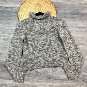 Zara Marled knit‎ Chunky cropped turtleneck sweater
